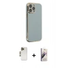MARSİLYAN™- iPhone 13 Pro Max Kılıf Yankı Serisi - Siyah Bilvis 3D Mat Cam Ekran Koruyucu + Shine Kamera Lens - GD