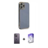 MARSİLYAN™- iPhone 13 Pro Max Kılıf Yankı Serisi - Siyah Bilvis 5in1 3D Magic Cam Ekran Koruyucu + Neon Fosforlu Kamera Lens - BZ