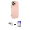 MARSİLYAN™- iPhone 13 Pro Max Kılıf Yankı Serisi - Siyah Bilvis 5in1 3D Magic Cam Ekran Koruyucu + Gold Pers Alüminyum Kamera Lens
