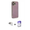 MARSİLYAN™- iPhone 13 Pro Max Kılıf Yankı Serisi - Siyah Bilvis 5in1 3D Magic Cam Ekran Koruyucu + Gold Pers Alüminyum Kamera Lens