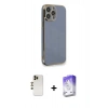 MARSİLYAN™- iPhone 13 Pro Max Kılıf Yankı Serisi - Siyah Bilvis 5in1 3D Magic Cam Ekran Koruyucu + Shine Kamera Lens - GD