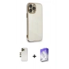 MARSİLYAN™- iPhone 13 Pro Max Kılıf Yankı Serisi - Siyah Bilvis 5in1 3D Magic Cam Ekran Koruyucu + Shine Kamera Lens - GD