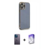 MARSİLYAN™- iPhone 13 Pro Max Kılıf Yankı Serisi - Siyah Bilvis 5in1 3D Magic Cam Ekran Koruyucu + Neon Fosforlu Kamera Lens - MI