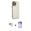 MARSİLYAN™- iPhone 13 Pro Max Kılıf Yankı Serisi - Siyah Bilvis 5in1 3D Magic Cam Ekran Koruyucu + Pers Alüminyum Kamera Lens - SABE