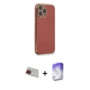 MARSİLYAN™- iPhone 13 Pro Max Kılıf Yankı Serisi - Siyah Bilvis 5in1 3D Magic Cam Ekran Koruyucu + Rainbow Kamera Lens Koruma Cam - KI