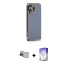 MARSİLYAN™- iPhone 13 Pro Max Kılıf Yankı Serisi - Siyah Bilvis 5in1 3D Magic Cam Ekran Koruyucu + Rainbow Kamera Lens Koruma Cam - MI