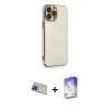 MARSİLYAN™- iPhone 13 Pro Max Kılıf Yankı Serisi - Siyah Bilvis 5in1 3D Magic Cam Ekran Koruyucu + Rainbow Kamera Lens Koruma Cam - MI