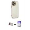 MARSİLYAN™- iPhone 13 Pro Max Kılıf Yankı Serisi - Siyah Bilvis 5in1 3D Magic Cam Ekran Koruyucu + Rainbow Kamera Lens Koruma Cam - KI