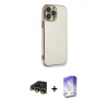MARSİLYAN™- iPhone 13 Pro Max Kılıf Yankı Serisi - Siyah Bilvis 5in1 3D Magic Cam Ekran Koruyucu + Raze Metal Kamera Lens - GD