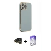 MARSİLYAN™- iPhone 13 Pro Max Kılıf Yankı Serisi - Siyah Bilvis 5in1 3D Magic Cam Ekran Koruyucu + Raze Metal Kamera Lens - GD