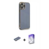 MARSİLYAN™- iPhone 13 Pro Max Kılıf Yankı Serisi - Siyah Bilvis 5in1 3D Magic Cam Ekran Koruyucu + Renkli Kamera Lens Koruma Cam - YL