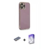 MARSİLYAN™- iPhone 13 Pro Max Kılıf Yankı Serisi - Siyah Bilvis 5in1 3D Magic Cam Ekran Koruyucu + Renkli Kamera Lens Koruma Cam - SI