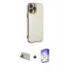 MARSİLYAN™- iPhone 13 Pro Max Kılıf Yankı Serisi - Siyah Bilvis 5in1 3D Magic Cam Ekran Koruyucu + Rainbow Kamera Lens Koruma Cam - REGD