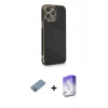MARSİLYAN™- iPhone 13 Pro Max Kılıf Yankı Serisi - Siyah Bilvis 5in1 3D Magic Cam Ekran Koruyucu + Shine Kamera Lens Koruma Cam - GI