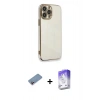 MARSİLYAN™- iPhone 13 Pro Max Kılıf Yankı Serisi - Siyah Bilvis 5in1 3D Magic Cam Ekran Koruyucu + Shine Kamera Lens Koruma Cam - PE