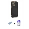 MARSİLYAN™- iPhone 13 Pro Max Kılıf Yankı Serisi - Siyah Bilvis 5in1 3D Magic Cam Ekran Koruyucu + Shine Kamera Lens Koruma Cam - MI