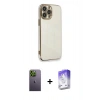 MARSİLYAN™- iPhone 13 Pro Max Kılıf Yankı Serisi - Siyah Bilvis 5in1 3D Magic Cam Ekran Koruyucu + Neon Fosforlu Kamera Lens - YL