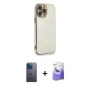 MARSİLYAN™- iPhone 13 Pro Max Kılıf Yankı Serisi - Siyah Bilvis 5in1 5D Magic Hayalet Cam Ekran Koruyucu + Neon Fosforlu Kamera Lens - MI