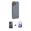 MARSİLYAN™- iPhone 13 Pro Max Kılıf Yankı Serisi - Siyah Bilvis 5in1 5D Magic Hayalet Cam Ekran Koruyucu + Neon Fosforlu Kamera Lens - MI