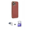 MARSİLYAN™- iPhone 13 Pro Max Kılıf Yankı Serisi - Siyah Bilvis 5in1 5D Magic Hayalet Cam Ekran Koruyucu + Lacivert Pers Alüminyum Kamera Lens