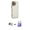 MARSİLYAN™- iPhone 13 Pro Max Kılıf Yankı Serisi - Siyah Bilvis 5in1 5D Magic Hayalet Cam Ekran Koruyucu + Rainbow Kamera Lens Koruma Cam - KI