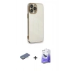 MARSİLYAN™- iPhone 13 Pro Max Kılıf Yankı Serisi - Siyah Bilvis 5in1 5D Magic Hayalet Cam Ekran Koruyucu + Yeşil Renkli Kamera Lens Koruma Cam