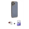 MARSİLYAN™- iPhone 13 Pro Max Kılıf Yankı Serisi - Siyah Bilvis 5in1 5D Magic Hayalet Cam Ekran Koruyucu + Pers Alüminyum Kamera Lens - KI