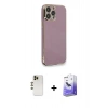 MARSİLYAN™- iPhone 13 Pro Max Kılıf Yankı Serisi - Siyah Bilvis 5in1 5D Magic Hayalet Cam Ekran Koruyucu + Shine Kamera Lens - GD