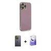 MARSİLYAN™- iPhone 13 Pro Max Kılıf Yankı Serisi - Siyah Bilvis 5in1 5D Magic Hayalet Cam Ekran Koruyucu + Neon Fosforlu Kamera Lens - YL