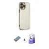 MARSİLYAN™- iPhone 13 Pro Max Kılıf Yankı Serisi - Siyah Bilvis 5in1 5D Magic Hayalet Cam Ekran Koruyucu + Shine Kamera Lens Koruma Cam - GI