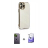 MARSİLYAN™- iPhone 13 Pro Max Kılıf Yankı Serisi - Siyah Bilvis 5in1 5D Magic Hayalet Cam Ekran Koruyucu + Neon Fosforlu Kamera Lens - YL