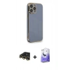 MARSİLYAN™- iPhone 13 Pro Max Kılıf Yankı Serisi - Siyah Bilvis 5in1 5D Magic Hayalet Cam Ekran Koruyucu + Raze Metal Kamera Lens - GD
