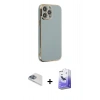 MARSİLYAN™- iPhone 13 Pro Max Kılıf Yankı Serisi - Siyah Bilvis 5in1 5D Magic Hayalet Cam Ekran Koruyucu + Pers Alüminyum Kamera Lens - SABE