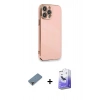 MARSİLYAN™- iPhone 13 Pro Max Kılıf Yankı Serisi - Siyah Bilvis 5in1 5D Magic Hayalet Cam Ekran Koruyucu + Mor Metal Kamera Lens Koruma Cam