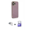 MARSİLYAN™- iPhone 13 Pro Max Kılıf Yankı Serisi - Siyah Bilvis 5in1 5D Magic Hayalet Cam Ekran Koruyucu + Pers Alüminyum Kamera Lens - SABE