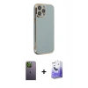 MARSİLYAN™- iPhone 13 Pro Max Kılıf Yankı Serisi - Siyah Bilvis 5in1 5D Magic Hayalet Cam Ekran Koruyucu + Neon Fosforlu Kamera Lens - YL