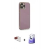 MARSİLYAN™- iPhone 13 Pro Max Kılıf Yankı Serisi - Siyah Bilvis 5in1 5D Magic Hayalet Cam Ekran Koruyucu + Pers Alüminyum Kamera Lens - KI