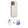 MARSİLYAN™- iPhone 13 Pro Max Kılıf Yankı Serisi - Siyah Bilvis 5in1 5D Magic Hayalet Cam Ekran Koruyucu + Shine Kamera Lens - GD