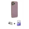 MARSİLYAN™- iPhone 13 Pro Max Kılıf Yankı Serisi - Siyah Bilvis 5in1 5D Magic Hayalet Cam Ekran Koruyucu + Rainbow Kamera Lens Koruma Cam - MR