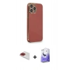 MARSİLYAN™- iPhone 13 Pro Max Kılıf Yankı Serisi - Siyah Bilvis 5in1 5D Magic Hayalet Cam Ekran Koruyucu + Pers Alüminyum Kamera Lens - KI