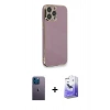 MARSİLYAN™- iPhone 13 Pro Max Kılıf Yankı Serisi - Siyah Bilvis 5in1 5D Magic Hayalet Cam Ekran Koruyucu + Neon Fosforlu Kamera Lens - MI