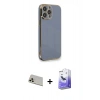 MARSİLYAN™- iPhone 13 Pro Max Kılıf Yankı Serisi - Siyah Bilvis 5in1 5D Magic Hayalet Cam Ekran Koruyucu + Rainbow Kamera Lens Koruma Cam - REGD