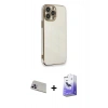 MARSİLYAN™- iPhone 13 Pro Max Kılıf Yankı Serisi - Siyah Bilvis 5in1 5D Magic Hayalet Cam Ekran Koruyucu + Rainbow Kamera Lens Koruma Cam - MR