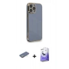 MARSİLYAN™- iPhone 13 Pro Max Kılıf Yankı Serisi - Siyah Bilvis 5in1 5D Magic Hayalet Cam Ekran Koruyucu + Yeşil Renkli Kamera Lens Koruma Cam