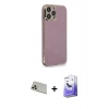 MARSİLYAN™- iPhone 13 Pro Max Kılıf Yankı Serisi - Siyah Bilvis 5in1 5D Magic Hayalet Cam Ekran Koruyucu + Rainbow Kamera Lens Koruma Cam - REGD