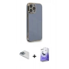 MARSİLYAN™- iPhone 13 Pro Max Kılıf Yankı Serisi - Siyah Bilvis 5in1 5D Magic Hayalet Cam Ekran Koruyucu + Pers Alüminyum Kamera Lens - SABE