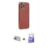 MARSİLYAN™- iPhone 13 Pro Max Kılıf Yankı Serisi - Siyah Bilvis 5in1 5D Magic Hayalet Cam Ekran Koruyucu + Rainbow Kamera Lens Koruma Cam - REGD