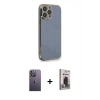 MARSİLYAN™- iPhone 13 Pro Max Kılıf Yankı Serisi - Siyah Bilvis Hayalet Cam Ekran Koruyucu + Neon Fosforlu Kamera Lens - BZ