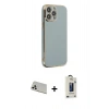 MARSİLYAN™- iPhone 13 Pro Max Kılıf Yankı Serisi - Siyah Bilvis Hayalet Cam Ekran Koruyucu + Rainbow Kamera Lens Koruma Cam - BZ
