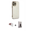MARSİLYAN™- iPhone 13 Pro Max Kılıf Yankı Serisi - Siyah Bilvis Hayalet Cam Ekran Koruyucu + Pers Alüminyum Kamera Lens - KI